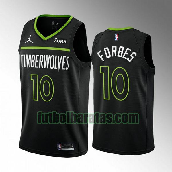 camiseta 2022 2023 bryn forbes 10 minnesota timberwolves negro hombre