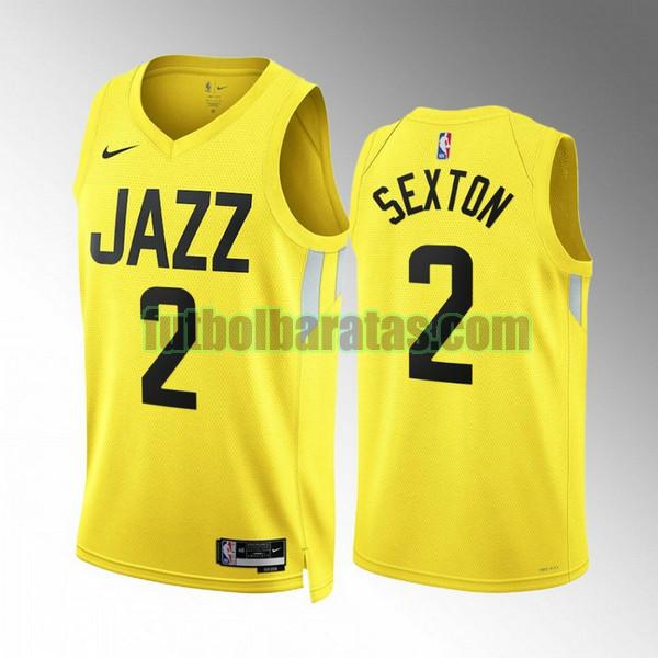 camiseta 2022 2023 collin sexton 2 utah jazz amarillo hombre