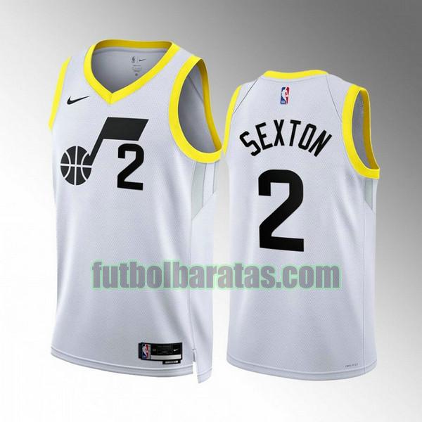 camiseta 2022 2023 collin sexton 2 utah jazz blanco hombre