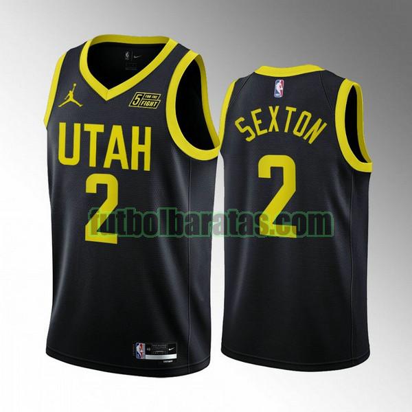 camiseta 2022 2023 collin sexton 2 utah jazz negro hombre