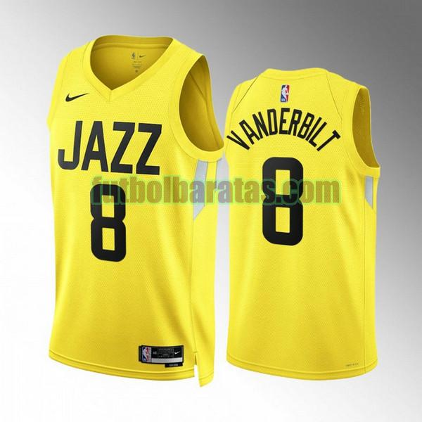 camiseta 2022 2023 jarred vanderbilt 8 utah jazz amarillo hombre
