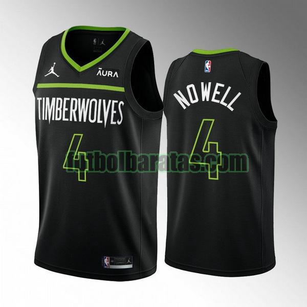 camiseta 2022 2023 jaylen nowel 4 minnesota timberwolves negro hombre