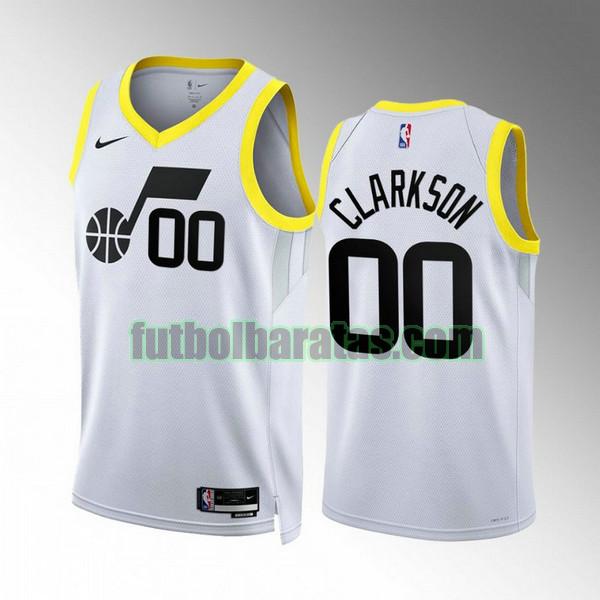 camiseta 2022 2023 jordan clarkson 0 utah jazz blanco hombre