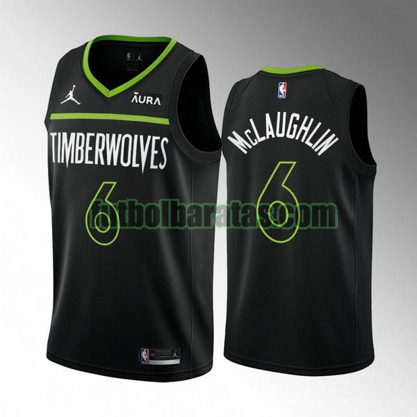 camiseta 2022 2023 jordan mclaughlin 6 minnesota timberwolves negro hombre