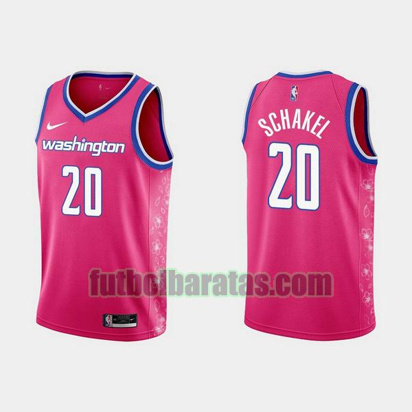 camiseta 2022 2023 jordan schakel 20 washington wizards rosa hombre