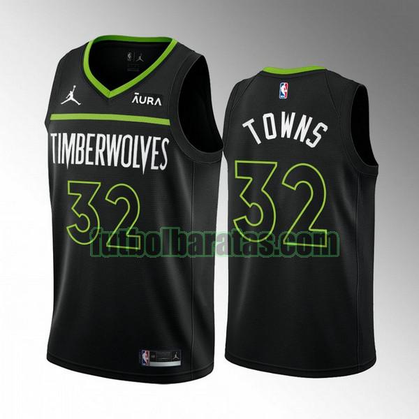 camiseta 2022 2023 karl-anthony towns 32 minnesota timberwolves negro hombre