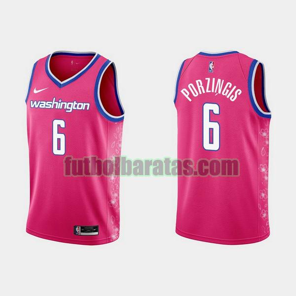 camiseta 2022 2023 kristaps porzingis 6 washington wizards rosa hombre