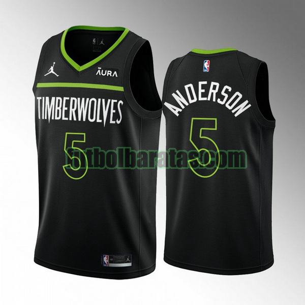 camiseta 2022 2023 kyle anderson 5 minnesota timberwolves negro hombre