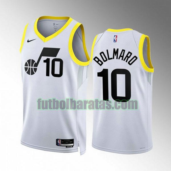 camiseta 2022 2023 leandro bolmaro 10 utah jazz blanco hombre