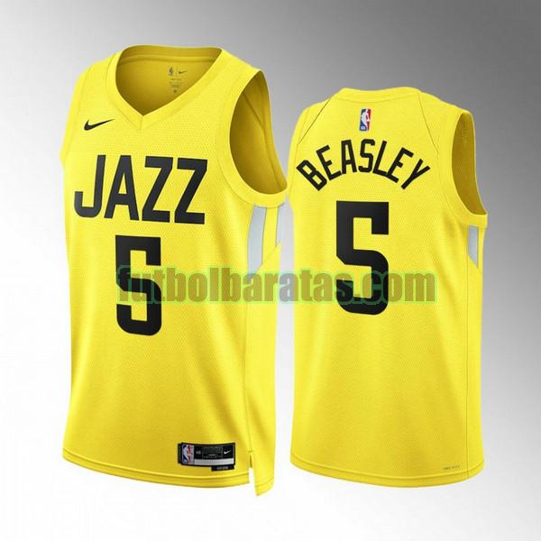 camiseta 2022 2023 malik beasley 5 utah jazz amarillo hombre