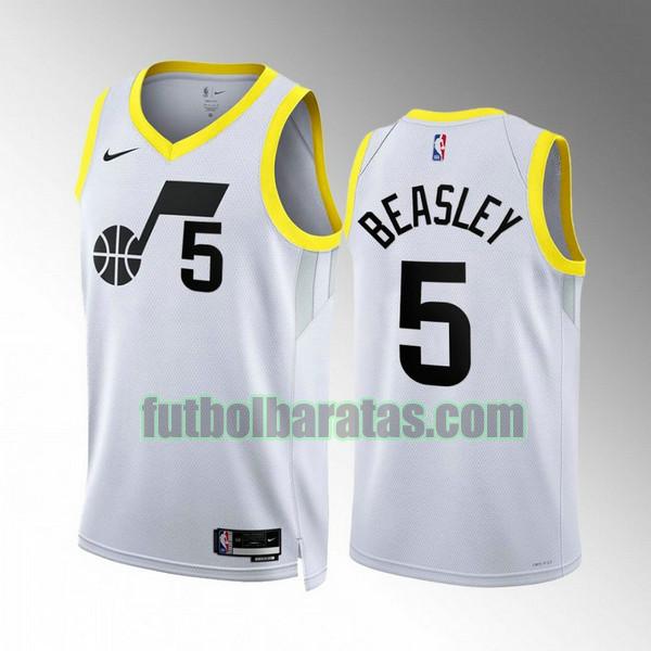 camiseta 2022 2023 malik beasley 5 utah jazz blanco hombre