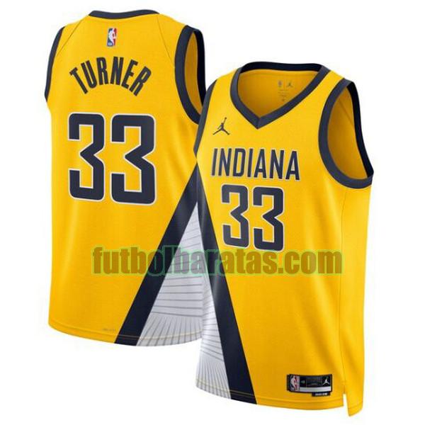 camiseta 2022 2023 myles turner 33 indiana pacers amarillo hombre