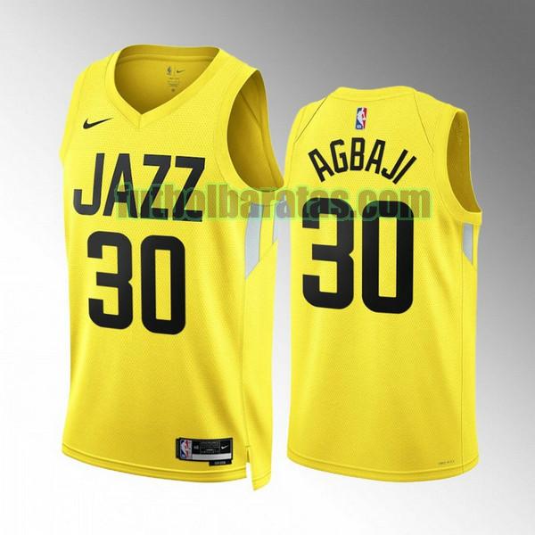 camiseta 2022 2023 ochai agbaji 30 utah jazz amarillo hombre