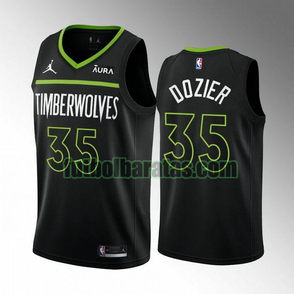 camiseta 2022 2023 p.j. dozier 35 minnesota timberwolves negro hombre