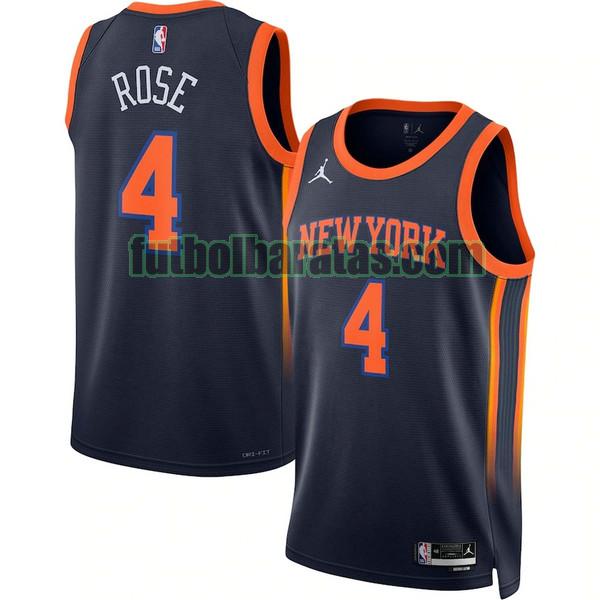 camiseta 2022 2023 rose 4 new york knicks negro hombre