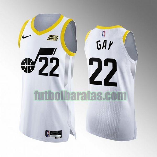 camiseta 2022 2023 rudy gay 22 utah jazz blanco hombre