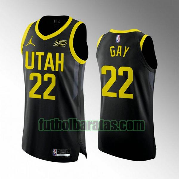 camiseta 2022 2023 rudy gay 22 utah jazz negro hombre