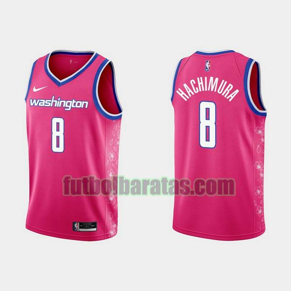 camiseta 2022 2023 rui hachimura 8 washington wizards rosa hombre