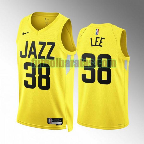 camiseta 2022 2023 saben lee 28 utah jazz amarillo hombre