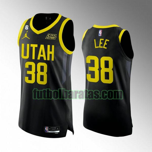 camiseta 2022 2023 saben lee 6 utah jazz negro hombre