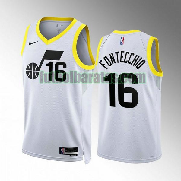 camiseta 2022 2023 simone fontecchio 16 utah jazz blanco hombre