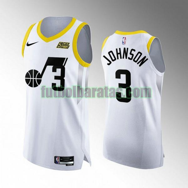 camiseta 2022 2023 stanley johnson 3 utah jazz blanco hombre