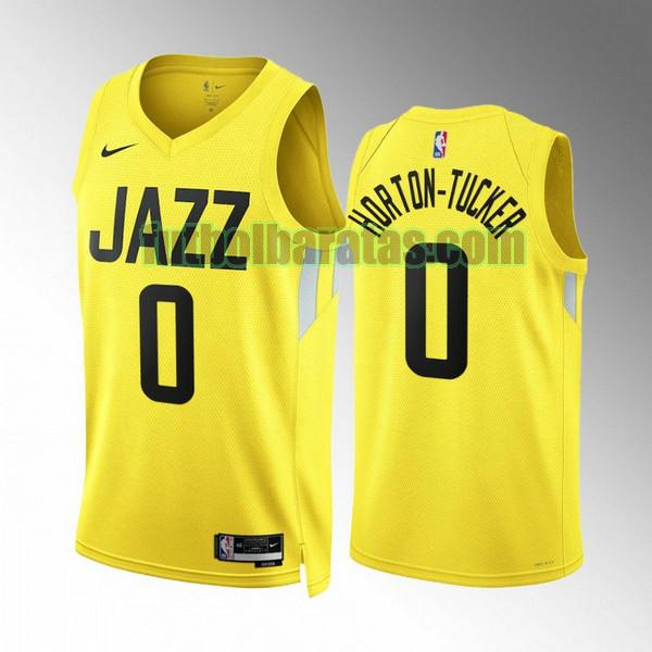 camiseta 2022 2023 talen horton-tucker 0 utah jazz amarillo hombre