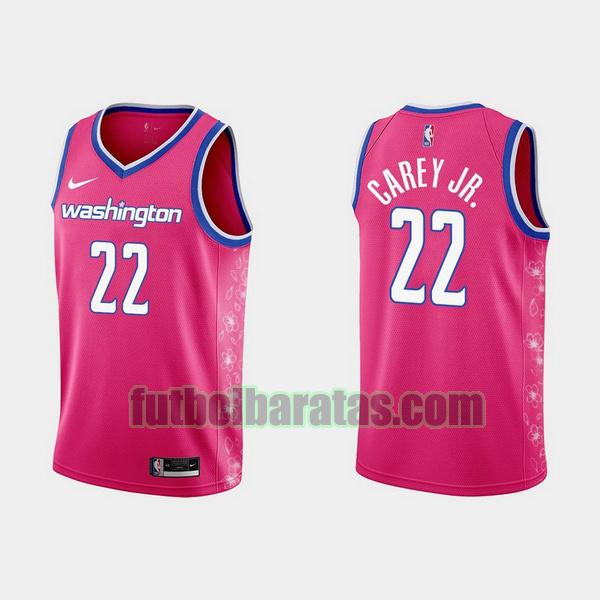 camiseta 2022 2023 vernon carey jr. 22 washington wizards rosa hombre