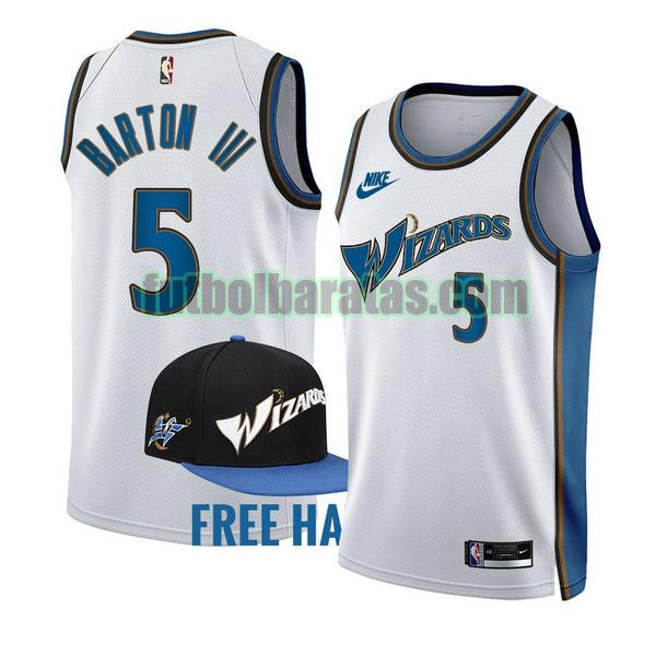 camiseta 2022 2023 will barton iii 5 washington wizards blanco hombre