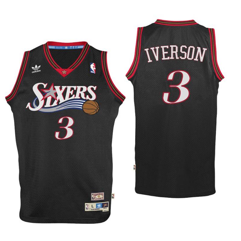 camiseta Allen Iversons Número 3 philadelphia 76ers 2017 negro