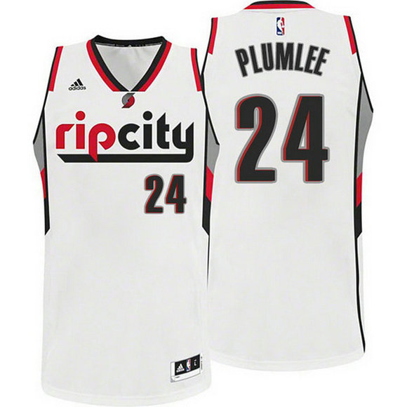 camiseta Mason Plumlee 24 portland trail blazers 2014-2015 blanca