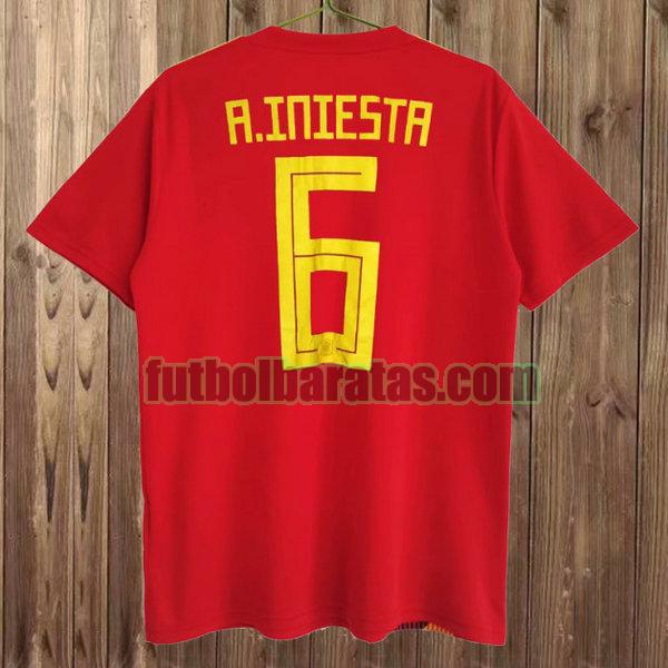 camiseta a.iniesta 6 españa 2018 rojo primera