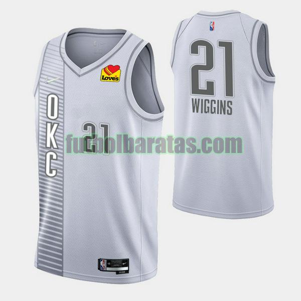 camiseta aaron wiggins 21 oklahoma city thunder gris hombre