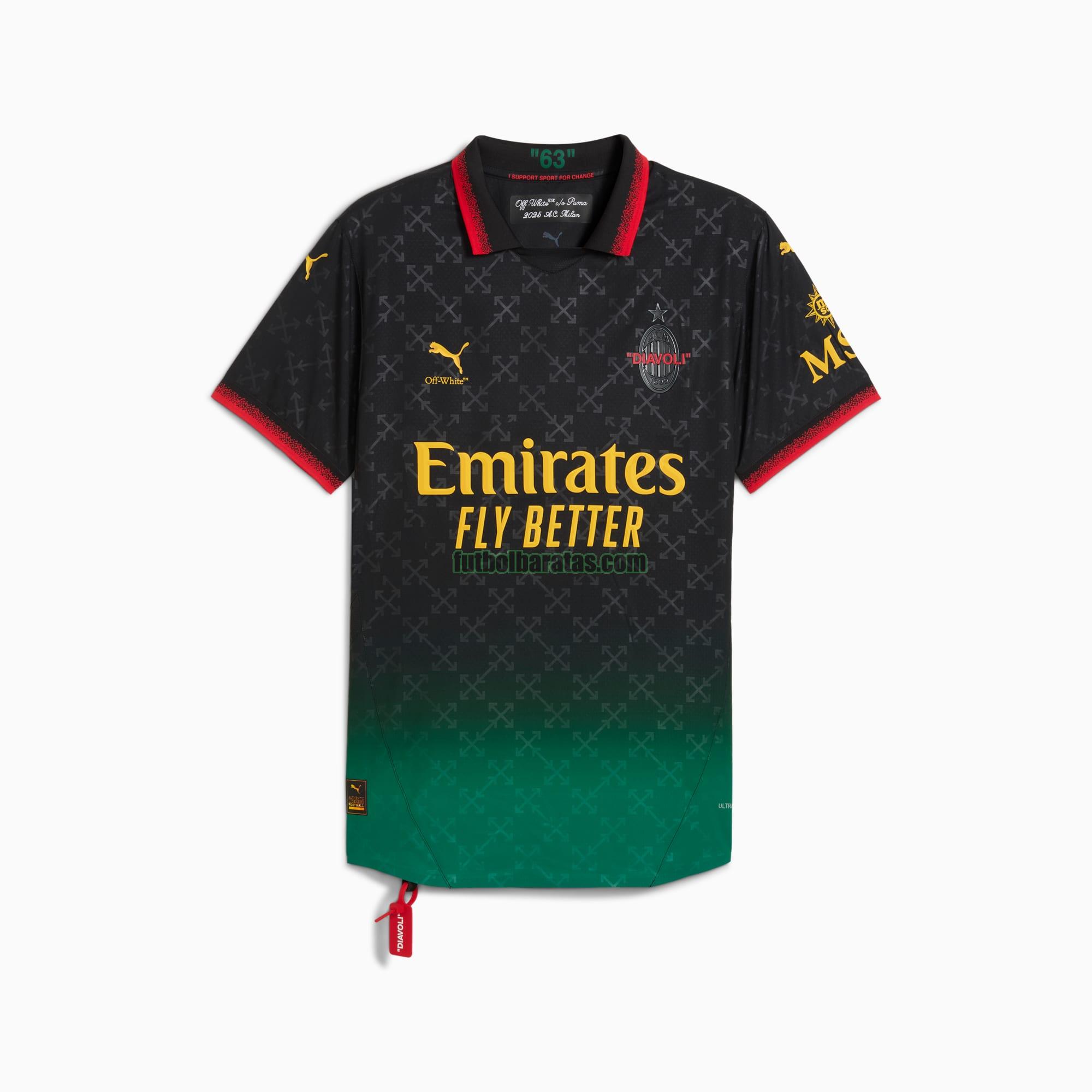 camiseta ac milan 2025 negro fourth ac milan x off white