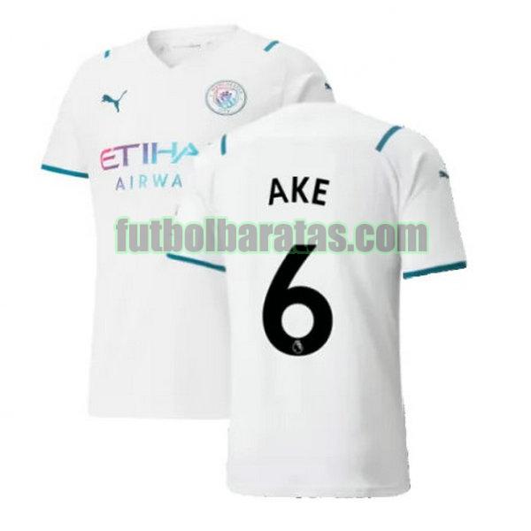 camiseta ake 6 manchester city 2021 2022 blanco segunda