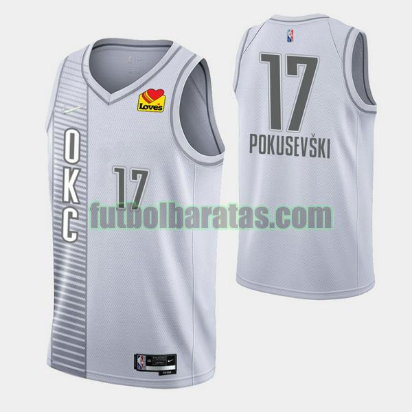 camiseta aleksej pokusevski 17 oklahoma city thunder gris hombre