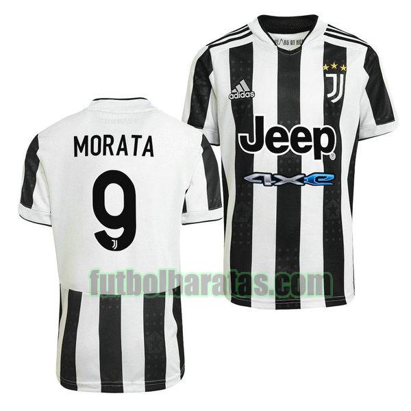 camiseta alvaro morata 9 juventus 2021 2022 negro blanco primera