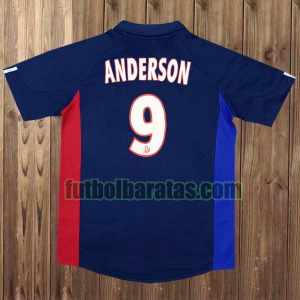 camiseta anderson 9 lyon 2001-2002 azul segunda