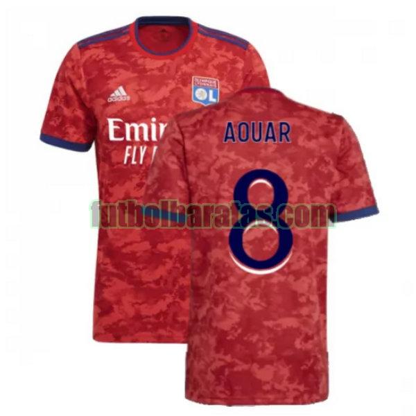 camiseta aouar 8 lyon 2021 2022 rojo segunda