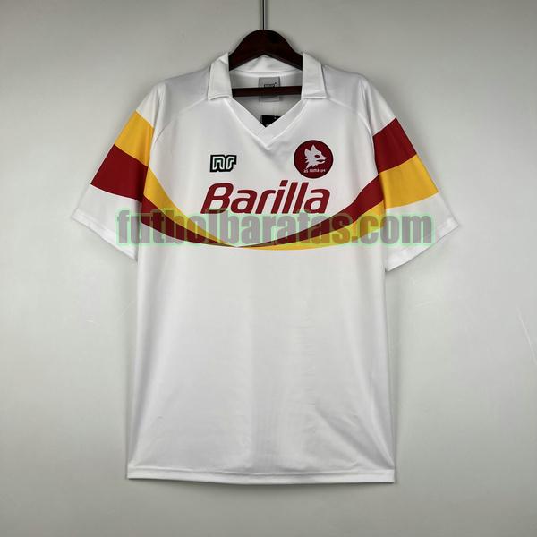 camiseta as roma 1990 1991 blanco segunda