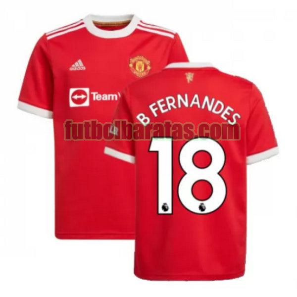 camiseta b fernandes 18 manchester united 2021 2022 rojo primera