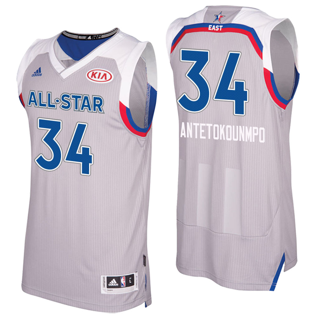 camiseta baloncesto Giannis Antetokounmpo Número 34 all star 2017 Gris