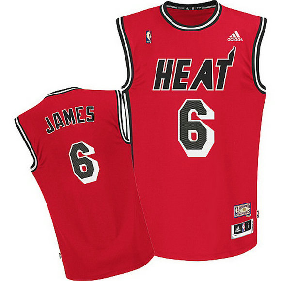 camiseta baloncesto LeBron James 6 miami heat retro roja
