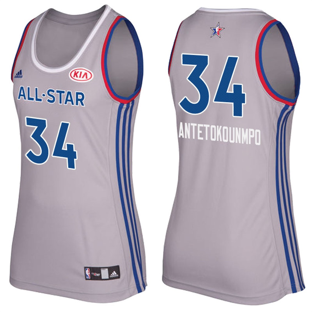 camiseta baloncesto Mujer Giannis Antetokounmpo Número 34 all star 2017 Gris