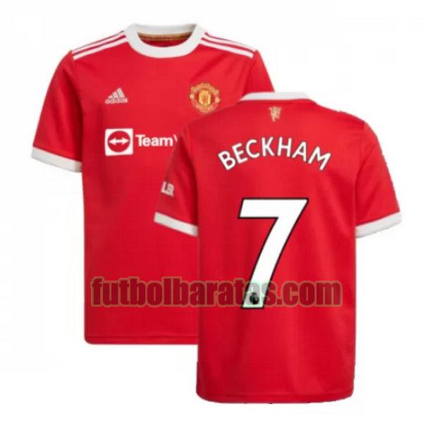 camiseta beckham 7 manchester united 2021 2022 rojo primera