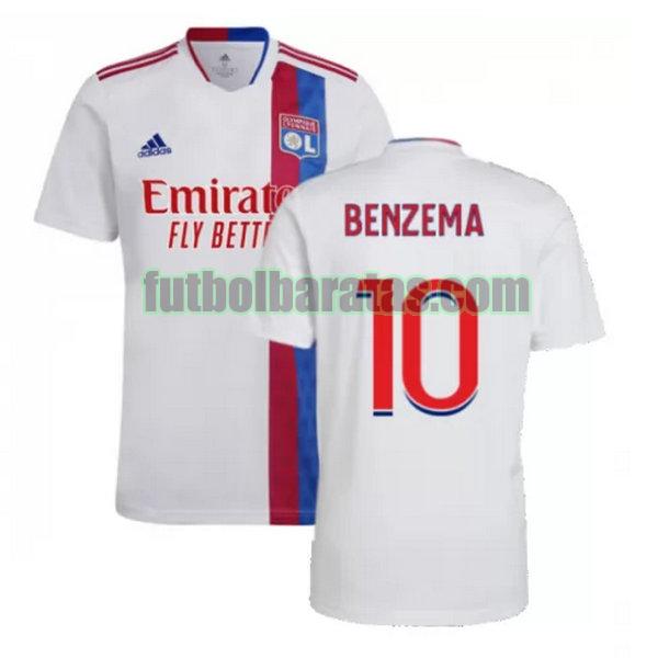 camiseta benzema 10 lyon 2021 2022 blanco primera