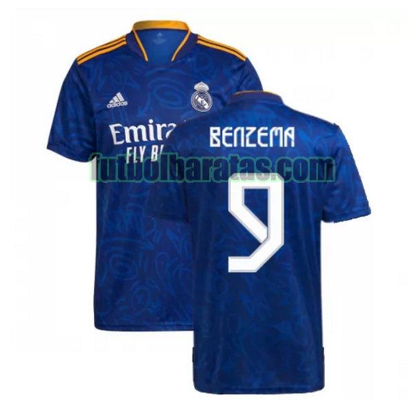 camiseta benzema 9 real madrid 2021 2022 azul segunda