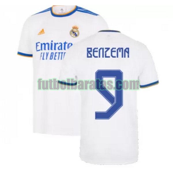 camiseta benzema 9 real madrid 2021 2022 blanco primera