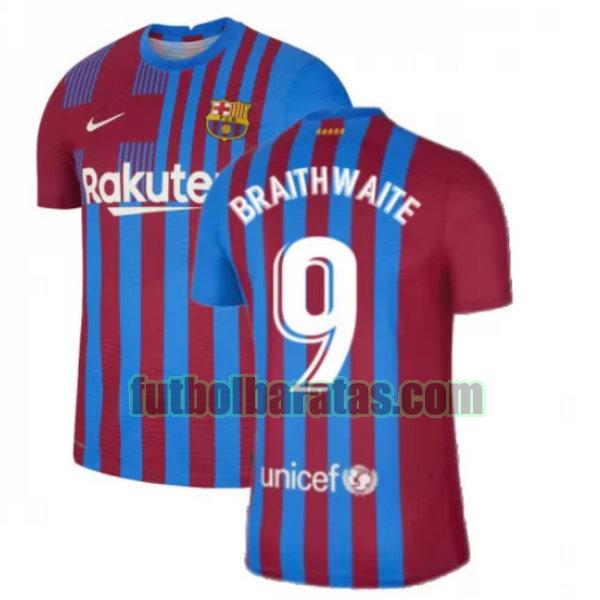 camiseta braithwaite 9 barcelona 2021 2022 rojo blanco primera