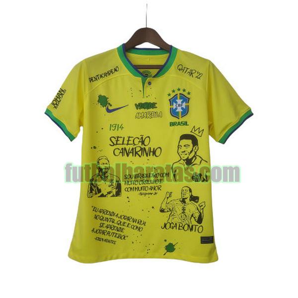 camiseta brasil 2022 amarillo graffiti board